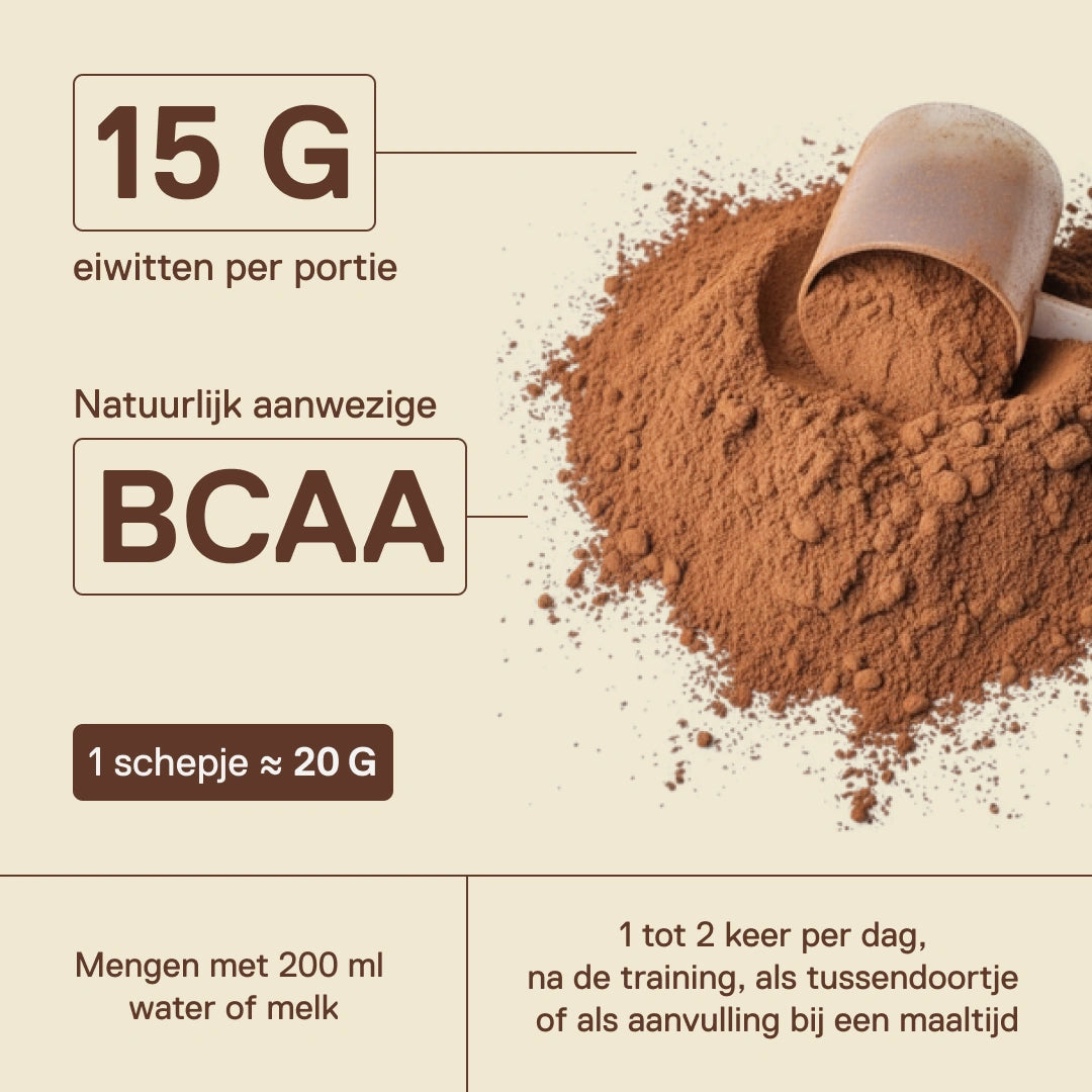 Light Digest wei-eiwit QNT Belgische chocolade – 15 g eiwitten per portie met natuurlijk aanwezige BCAA, 1 schepje ≈ 20 g mengen met 200 ml water of melk