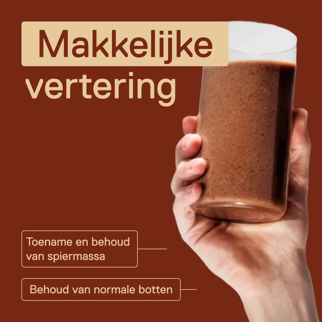 Light Digest Whey shake QNT Chocolade-hazelnoot – makkelijke vertering; eiwitten dragen bij tot de toename en het behoud van spiermassa en tot het behoud van normale botten