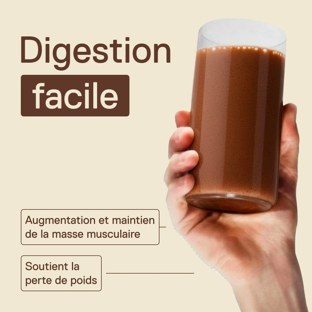 Shake Light Digest Whey QNT Chocolat belge – digestion facile ; les protéines contribuent à l'augmentation et au maintien de la masse musculaire et au maintien d'une ossature normale
