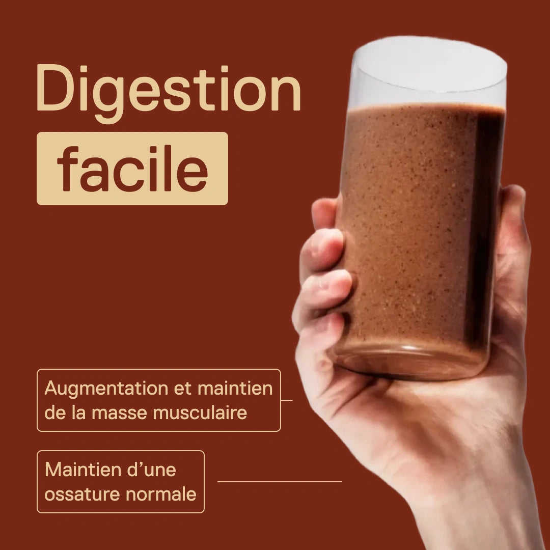 Shake Light Digest Whey QNT Chocolat noisette – digestion facile ; les protéines contribuent à l'augmentation et au maintien de la masse musculaire et au maintien d'une ossature normale