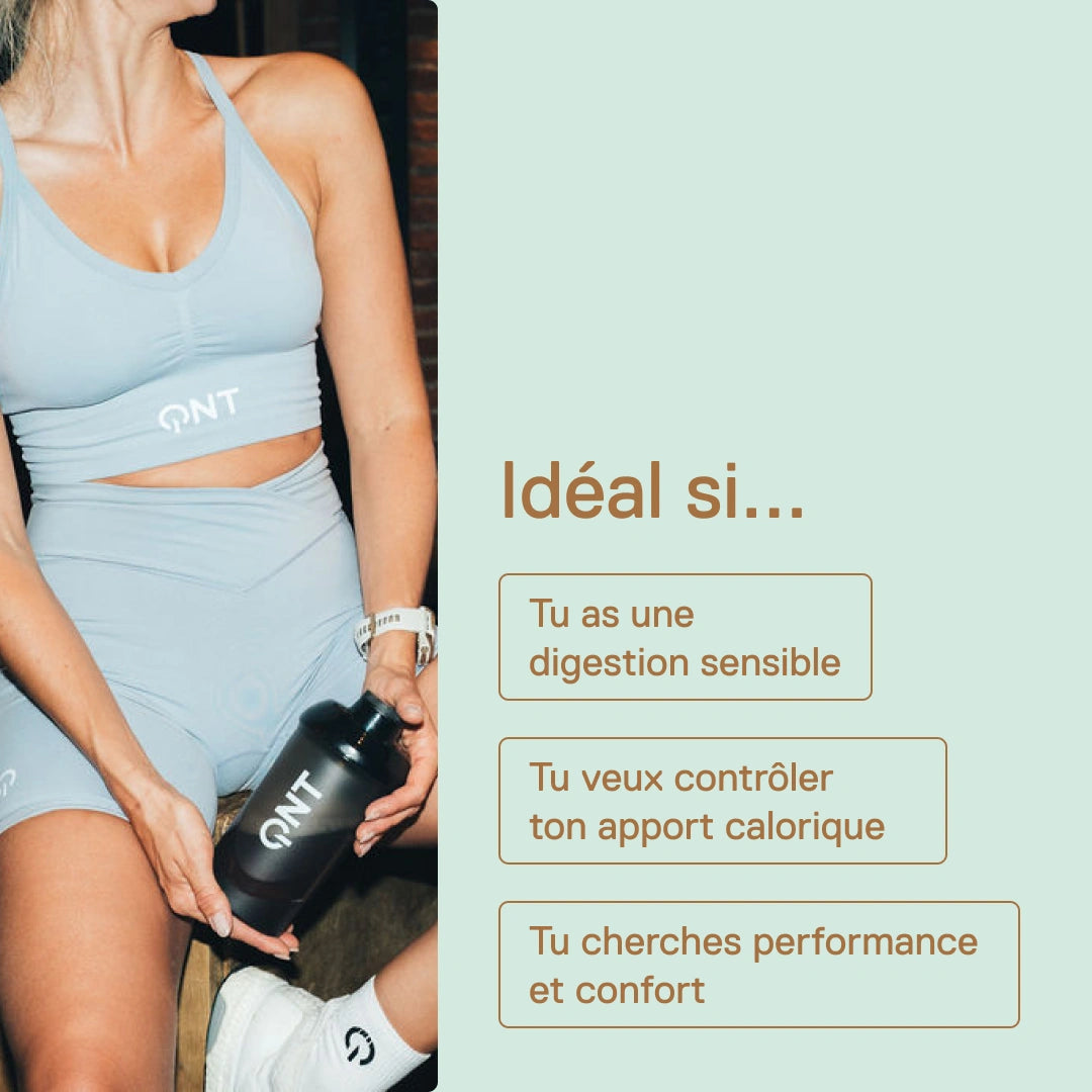 Light Digest Whey QNT Coco – idéale si tu as une digestion sensible, si tu veux contrôler ton apport calorique ou si tu cherches performance et confort