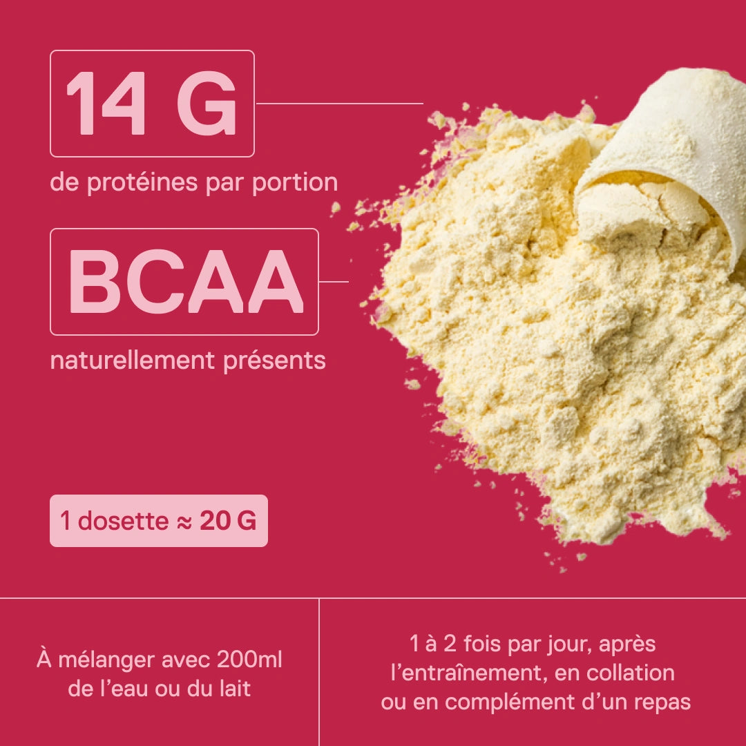 Whey protéine Light Digest QNT Fraise – 14 g de protéines par portion et BCAA naturellement présents, 1 dosette ≈ 20 g à mélanger avec 200 ml d'eau ou de lait