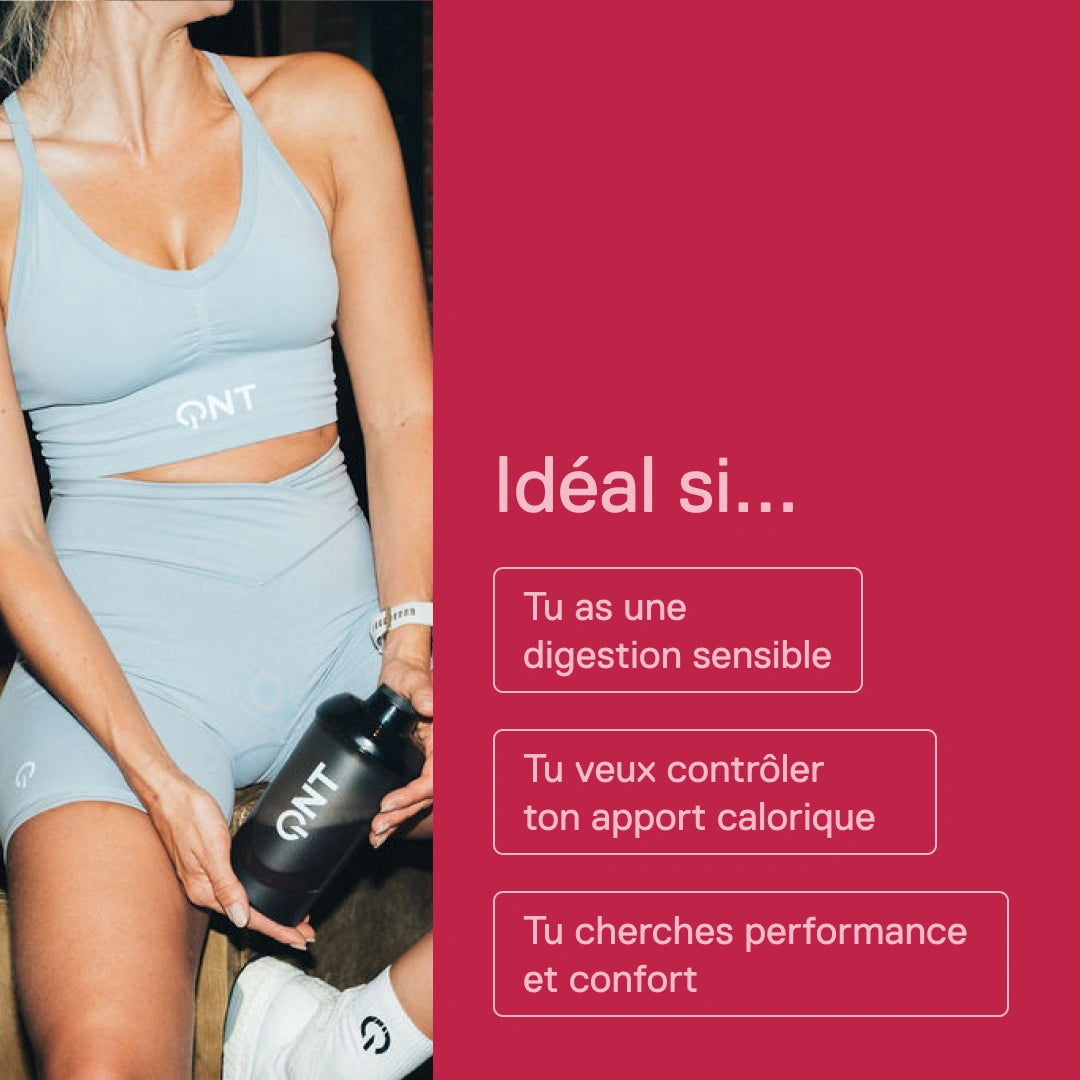 Light Digest Whey QNT Fraise – idéale si tu as une digestion sensible, si tu veux contrôler ton apport calorique ou si tu cherches performance et confort